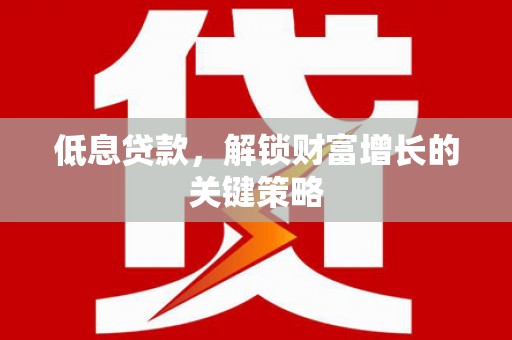 巴楚低息贷款，解锁财富增长的关键策略