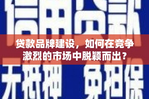巴楚贷款品牌建设，如何在竞争激烈的市场中脱颖而出？